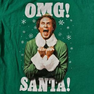 ELF Shirt Mens Large Will Ferrell Movie OMG Santa Green Short Sleeve Tee